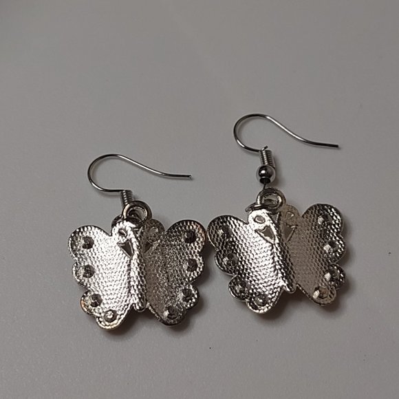 Cute Yellow And Orange Butterfly Earrings - Picture 8 of 10